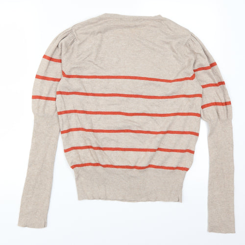 Dorothy Perkins Womens Beige Striped  Pullover Jumper Size 16  - Orange Stripes