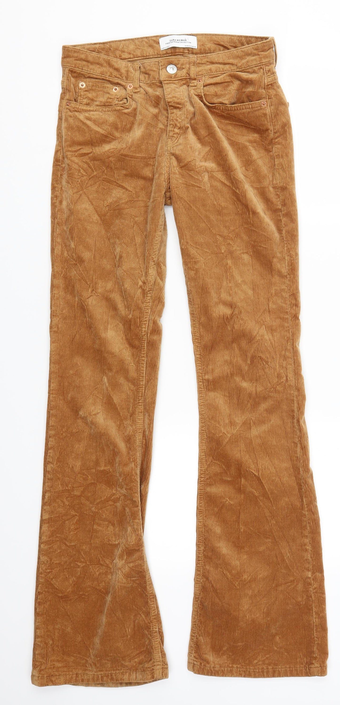 Zara Womens Brown  Corduroy Trousers  Size 8 L31 in