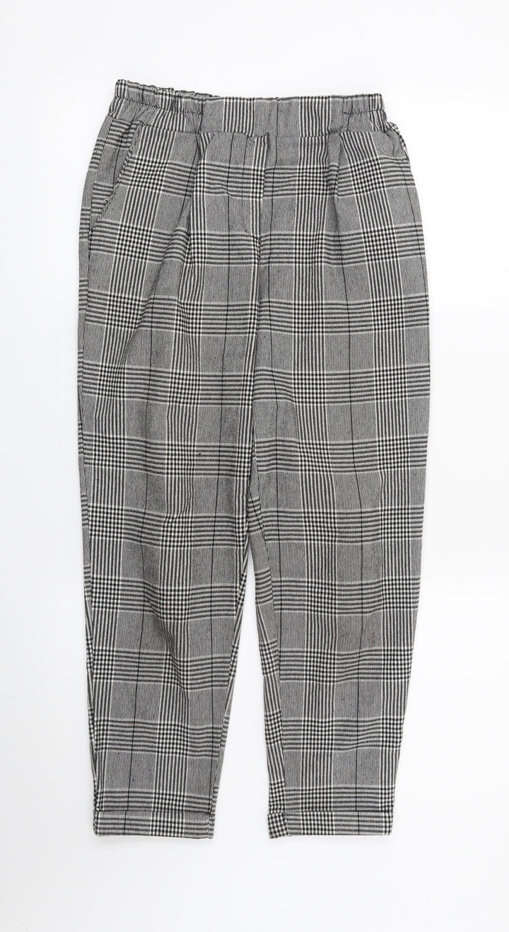 Boohoo Womens Black Houndstooth Trousers Size 10 L25 in