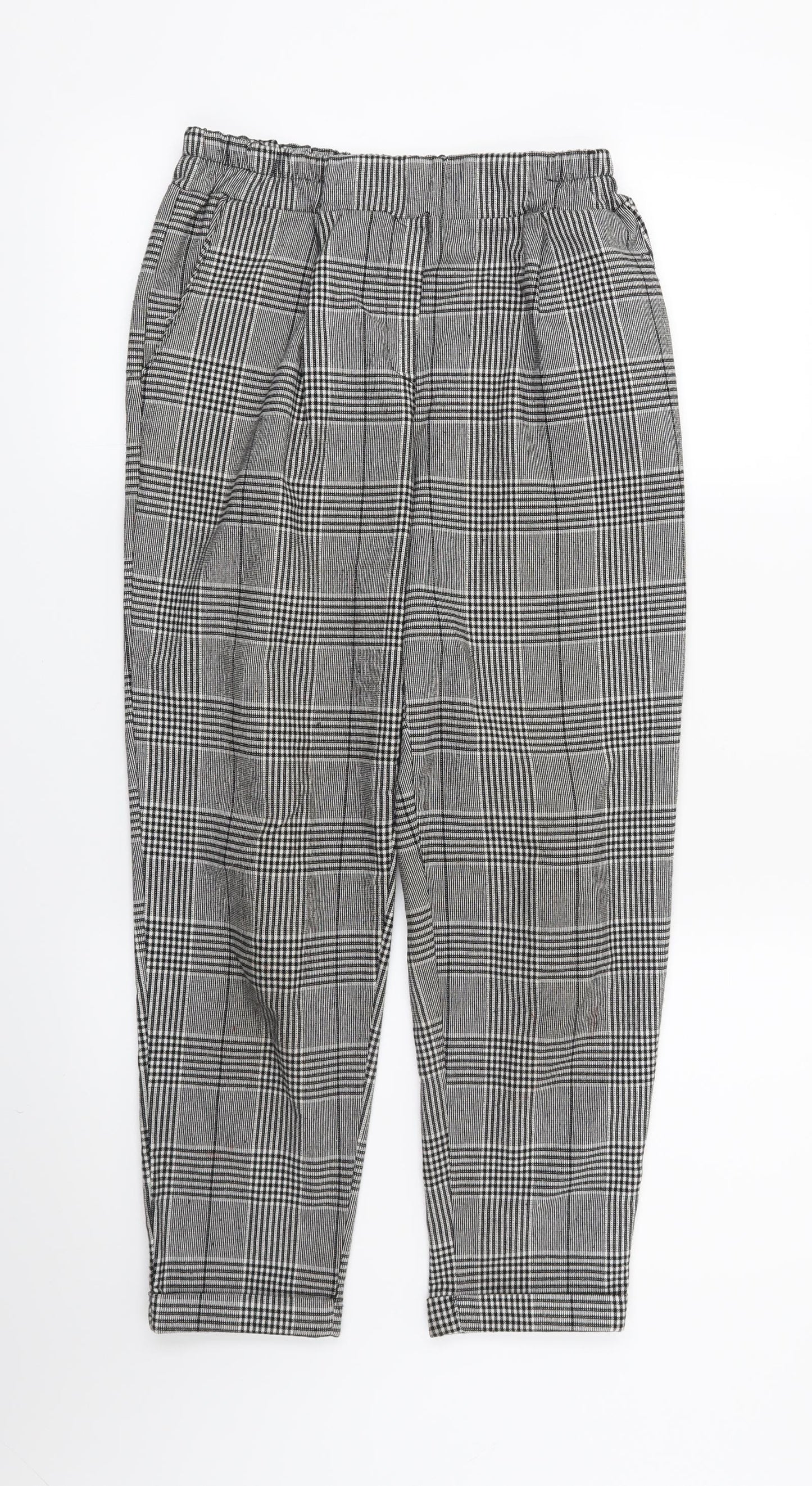 Boohoo Womens Black Houndstooth  Trousers  Size 10 L25 in