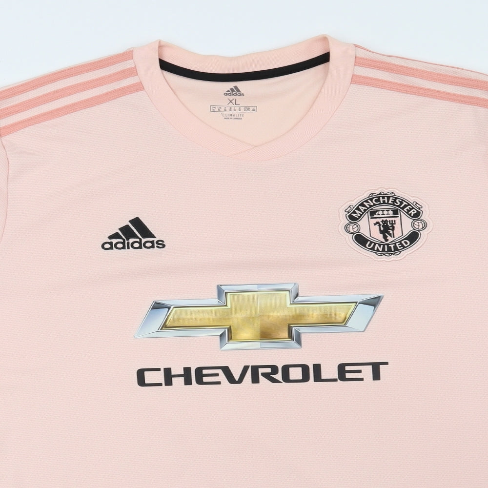 adidas Mens Pink   Basic T-Shirt Size XL  - Manchester united Football Club
