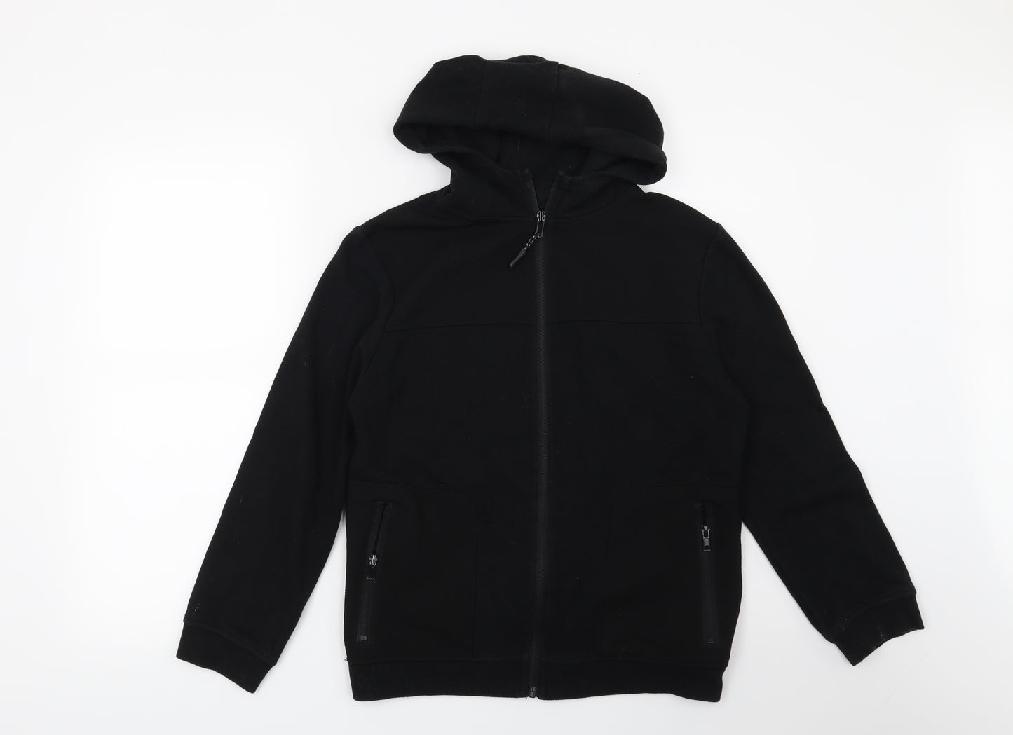 Rebel Boys Black   Full Zip Hoodie Size 12-13 Years