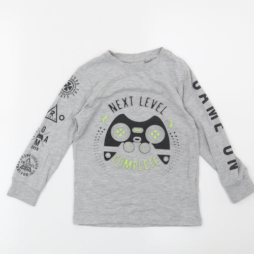Blue Zoo Boys Grey   Basic T-Shirt Size 4-5 Years  - Game on-Next Level Complete