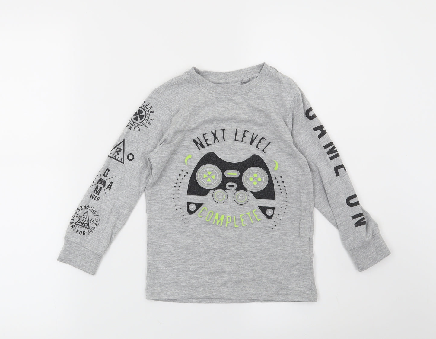 Blue Zoo Boys Grey   Basic T-Shirt Size 4-5 Years  - Game on-Next Level Complete