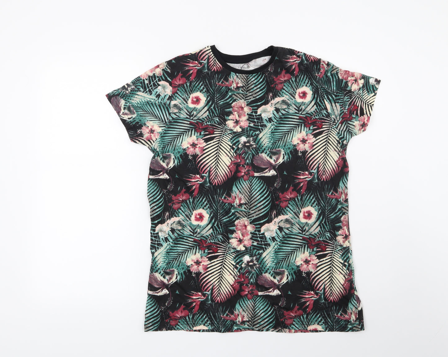 Primark Boys Black Floral  Basic T-Shirt Size 13-14 Years