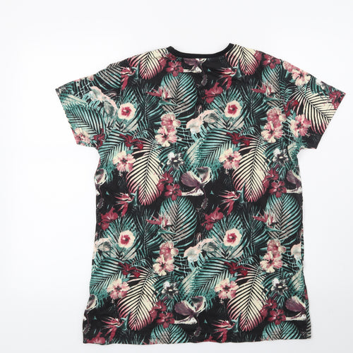 Primark Boys Black Floral  Basic T-Shirt Size 13-14 Years
