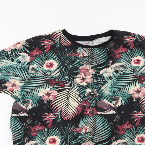 Primark Boys Black Floral  Basic T-Shirt Size 13-14 Years
