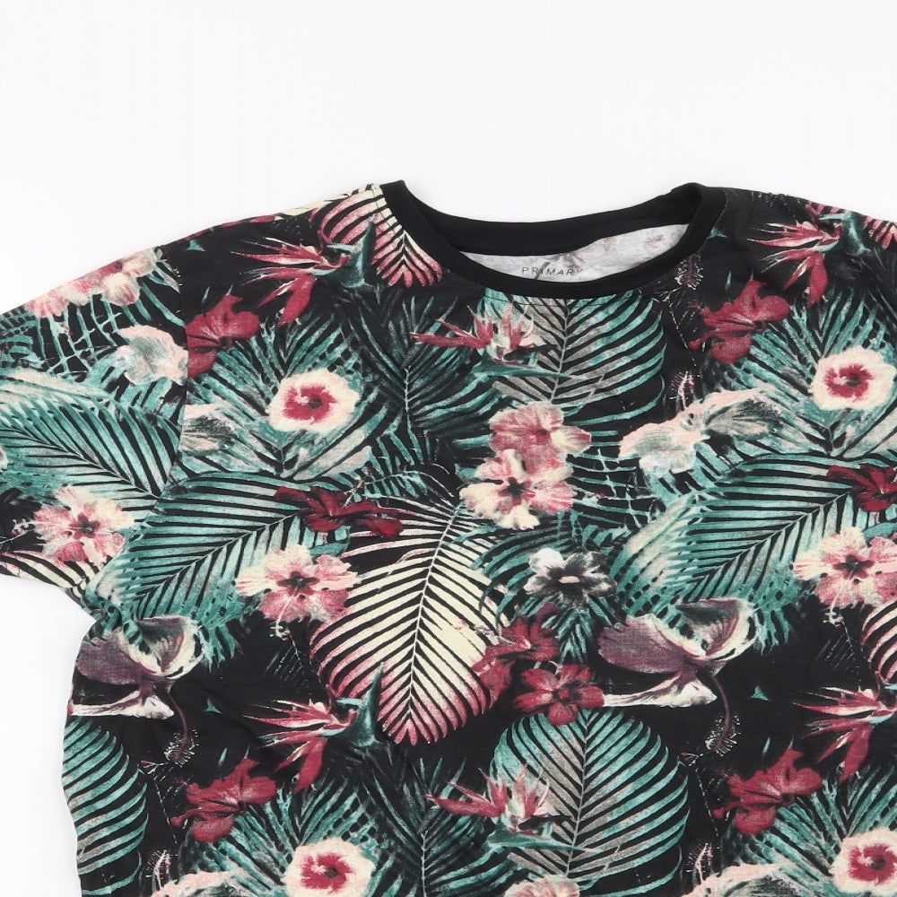 Primark Boys Black Floral  Basic T-Shirt Size 13-14 Years