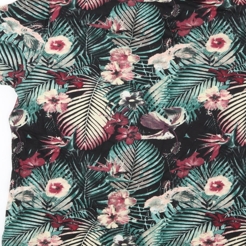 Primark Boys Black Floral  Basic T-Shirt Size 13-14 Years