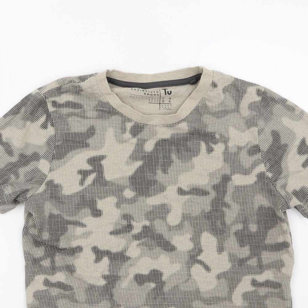 TU Boys Beige Camouflage  Basic T-Shirt Size 12 Years