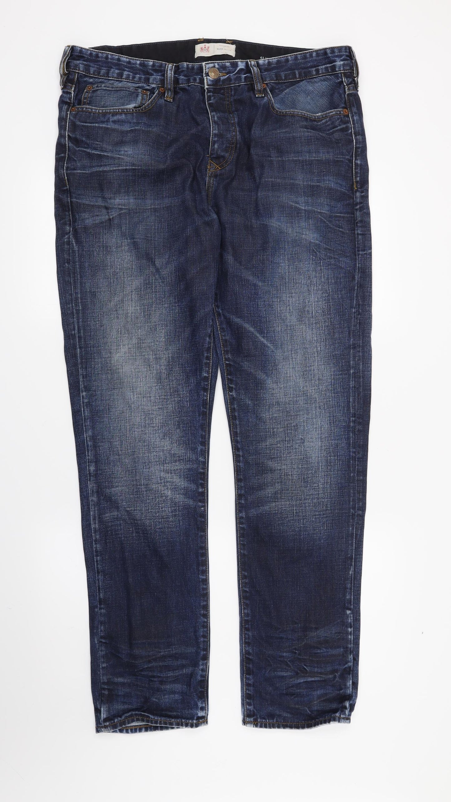 River Island Mens Blue   Straight Jeans Size 36 in L32 in
