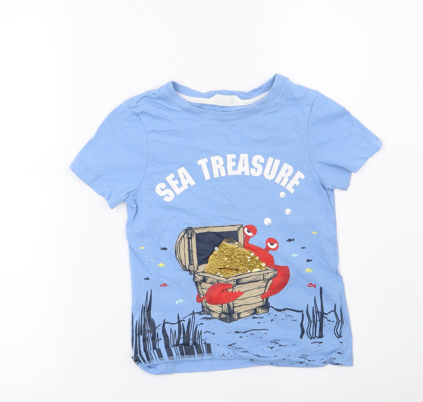 H&M Boys Blue   Basic T-Shirt Size 5-6 Years  - Sea Treasure