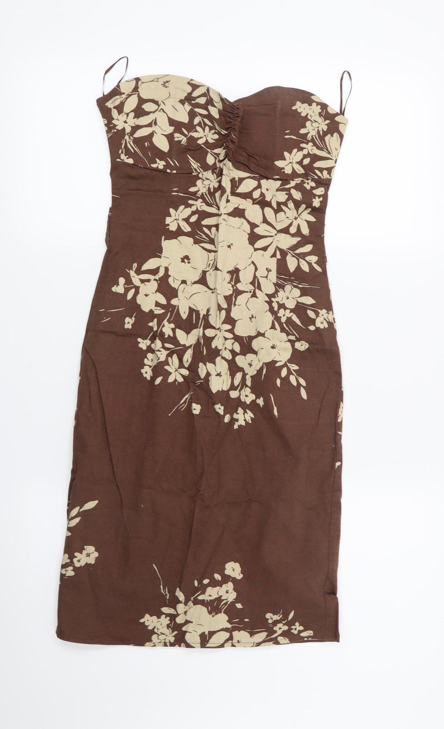 Preworn Womens Brown Floral  Bodycon  Size 8