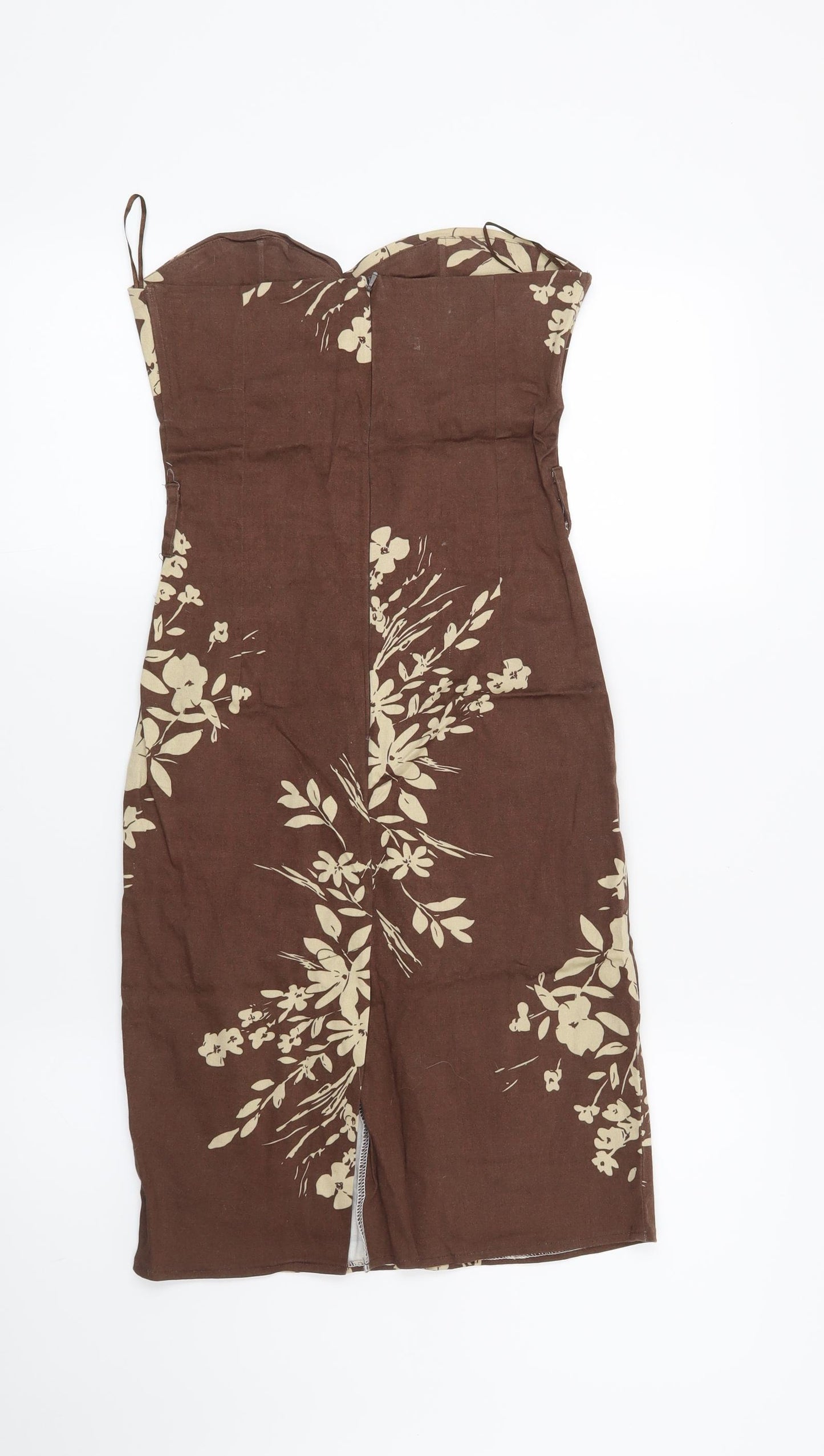 Preworn Womens Brown Floral  Bodycon  Size 8