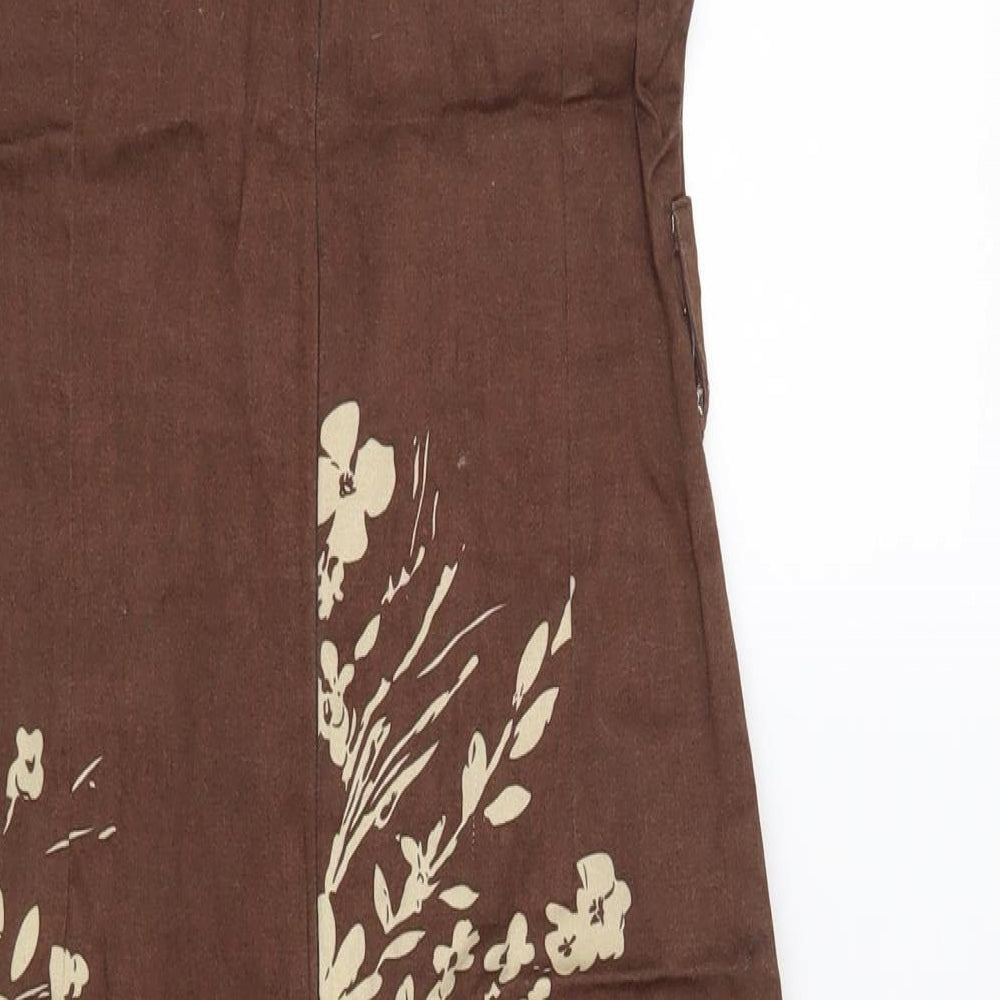 Preworn Womens Brown Floral  Bodycon  Size 8