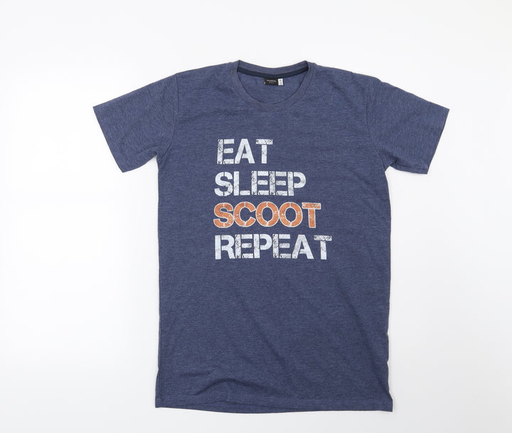Preworn Boys Blue Basic T-Shirt Size 12 Years - Eat Sleep Scoot Repeat