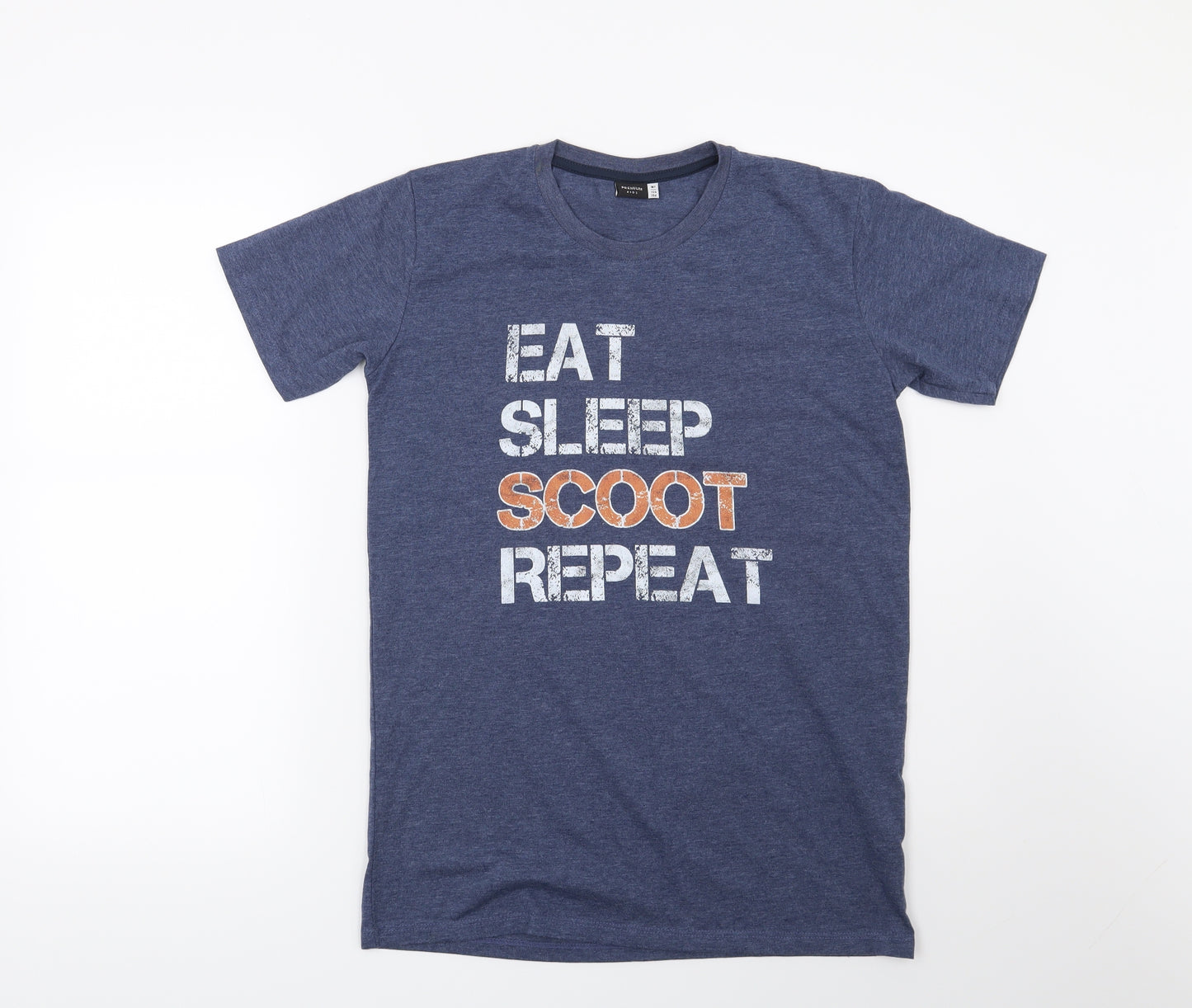 Preworn Boys Blue   Basic T-Shirt Size 12 Years  - Eat Sleep Scoot Repeat