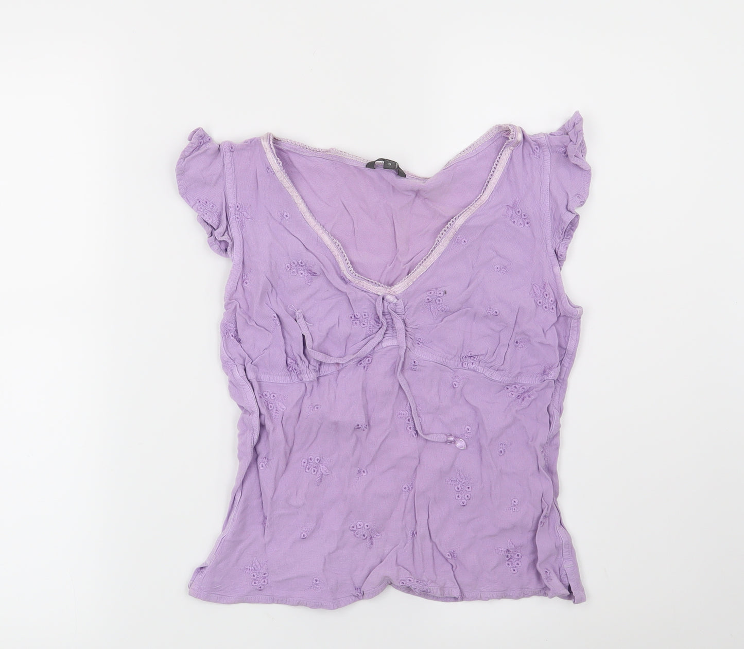 River Island Womens Purple Floral  Basic Blouse Size 10