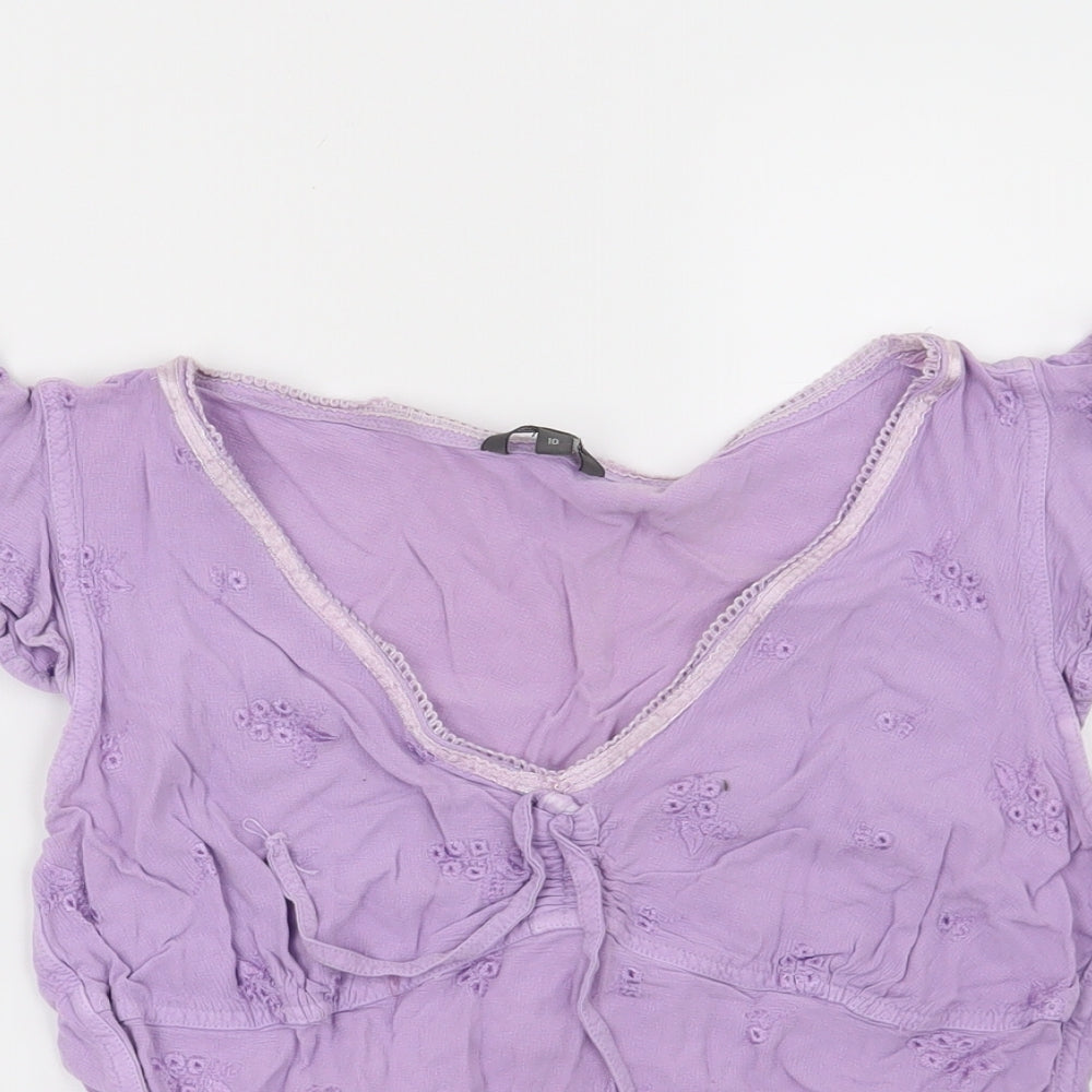 River Island Womens Purple Floral  Basic Blouse Size 10