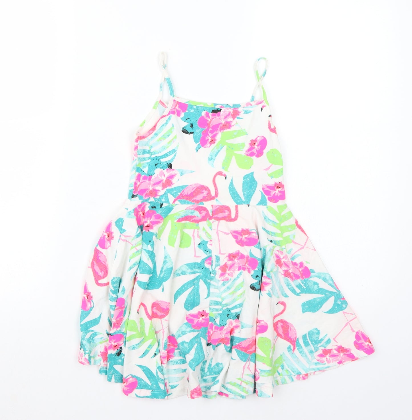 Bluezoo Girls White Floral Rayon Basic T-Shirt Size 6-7 Years