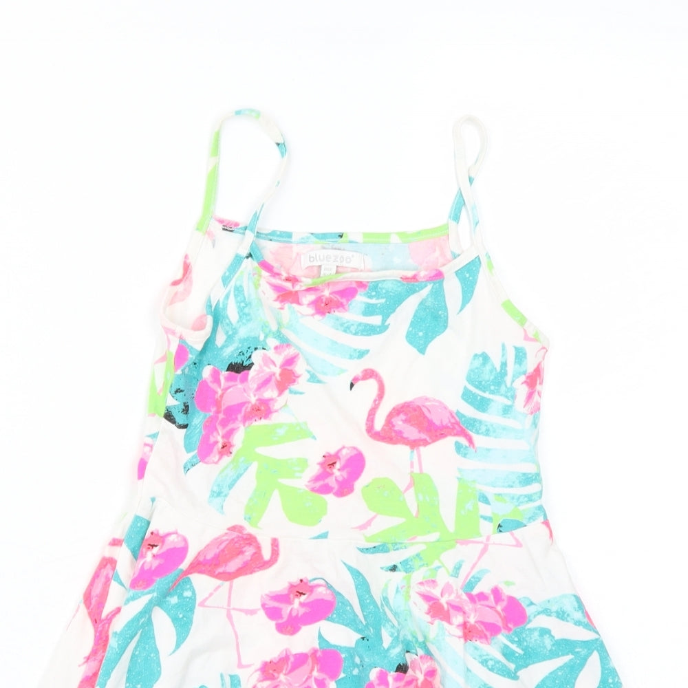 Bluezoo Girls White Floral Rayon Basic T-Shirt Size 6-7 Years