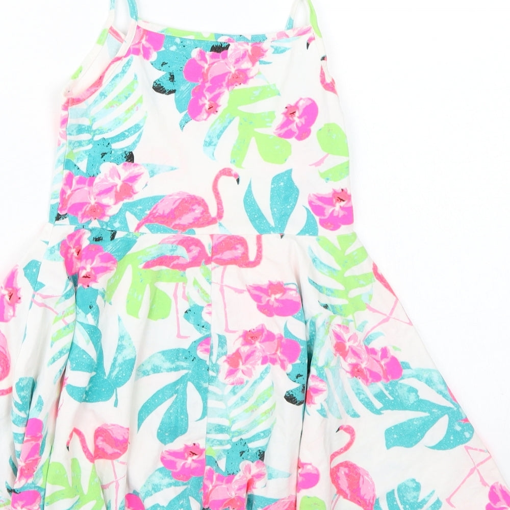 Bluezoo Girls White Floral Rayon Basic T-Shirt Size 6-7 Years