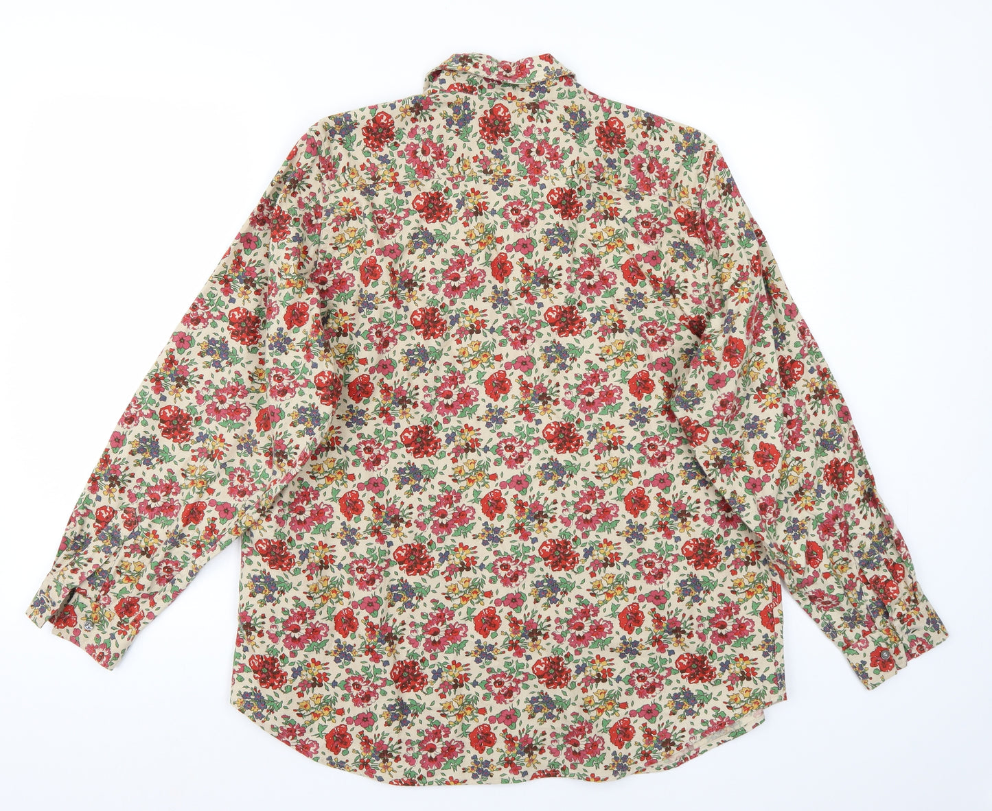 James Meade Womens Beige Floral  Basic Button-Up Size 14