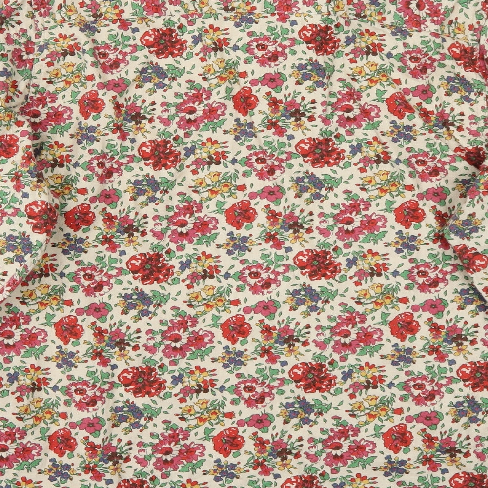 James Meade Womens Beige Floral  Basic Button-Up Size 14