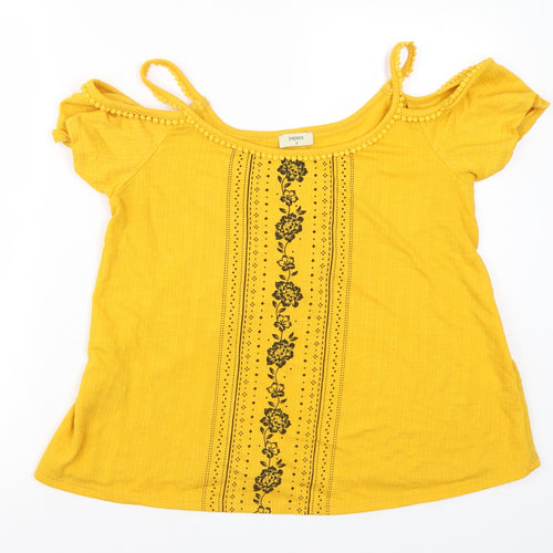 Papaya Womens Yellow Floral  Basic Tank Size 12