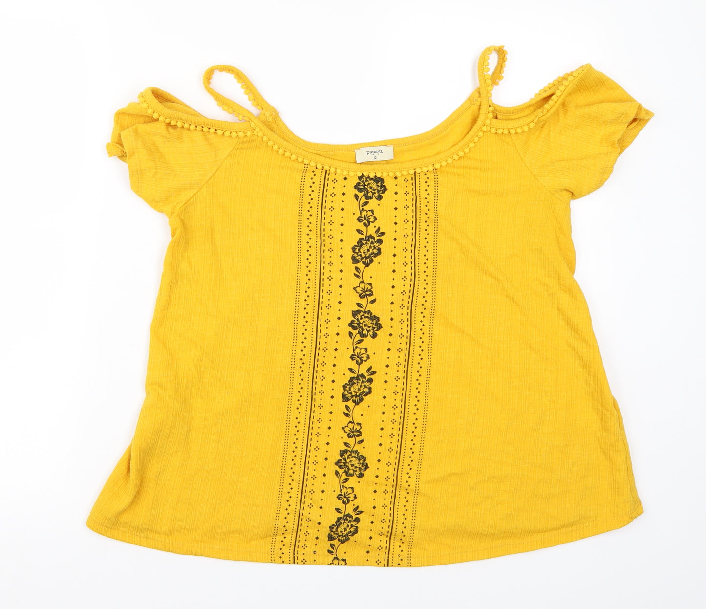 Papaya Womens Yellow Floral  Basic Tank Size 12