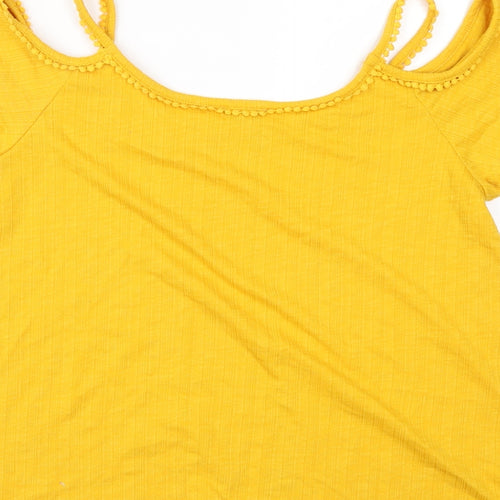 Papaya Womens Yellow Floral  Basic Tank Size 12