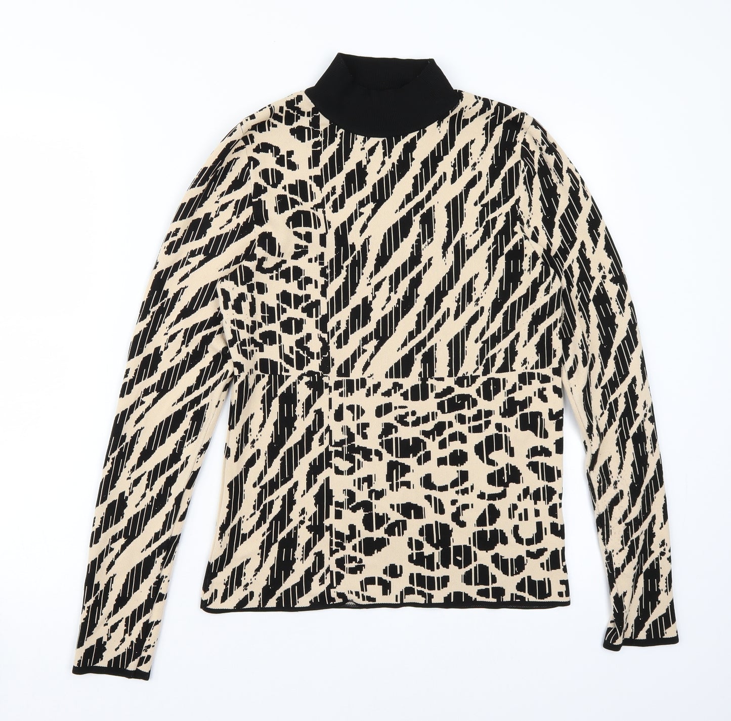 Riverisland Womens Beige Animal Print  Basic T-Shirt Size 12