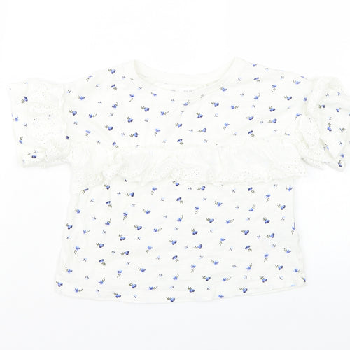 NEXT Girls White Floral  Basic T-Shirt Size 5 Years