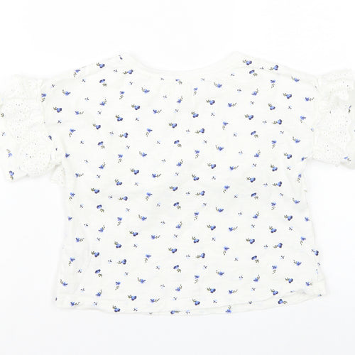 NEXT Girls White Floral  Basic T-Shirt Size 5 Years