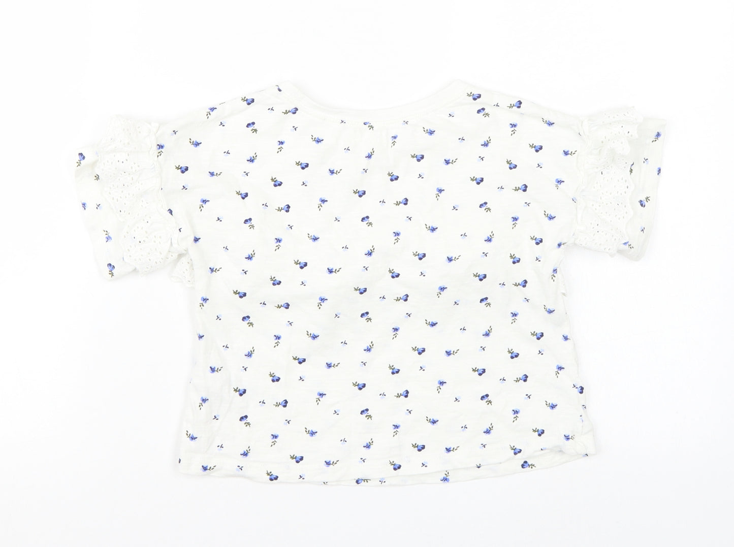 NEXT Girls White Floral  Basic T-Shirt Size 5 Years