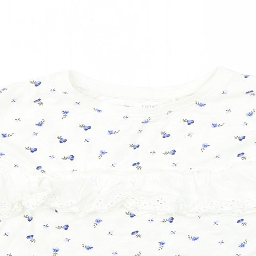 NEXT Girls White Floral  Basic T-Shirt Size 5 Years
