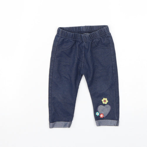 Nutmeg Girls Blue Floral  Capri Leggings Size 6-9 Months