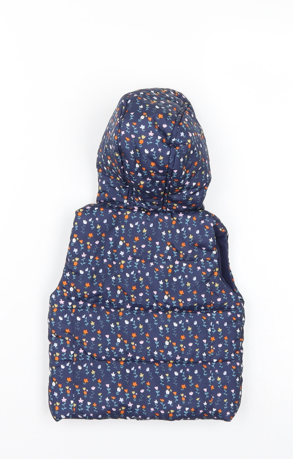 George Girls Blue Floral  Gilet Coat Size 6-9 Months