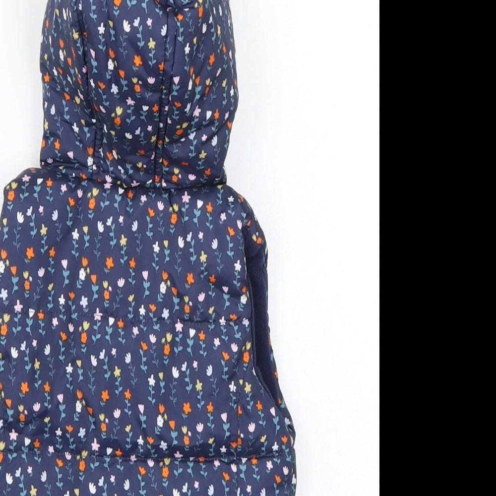 George Girls Blue Floral  Gilet Coat Size 6-9 Months