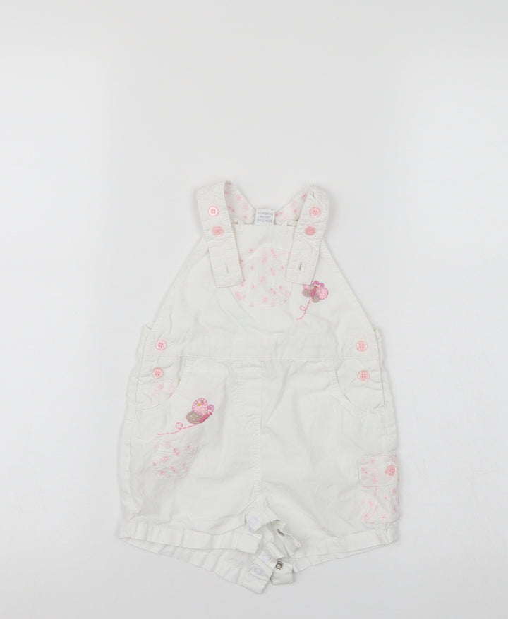 NEXT Girls White Floral Dungaree One-Piece Size 3-6 Months