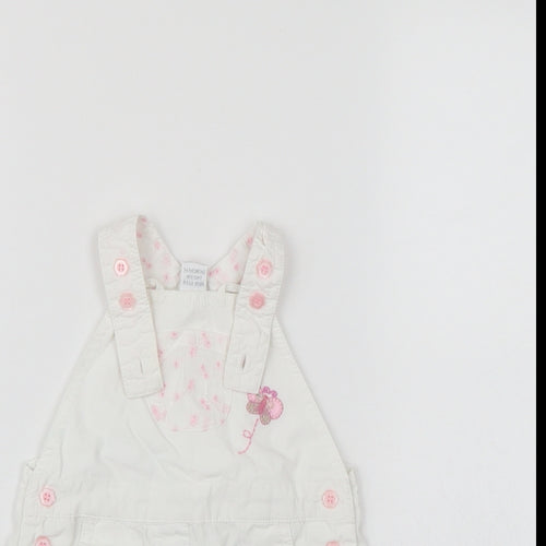 NEXT Girls White Floral  Dungaree One-Piece Size 3-6 Months