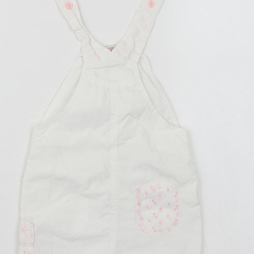 NEXT Girls White Floral  Dungaree One-Piece Size 3-6 Months