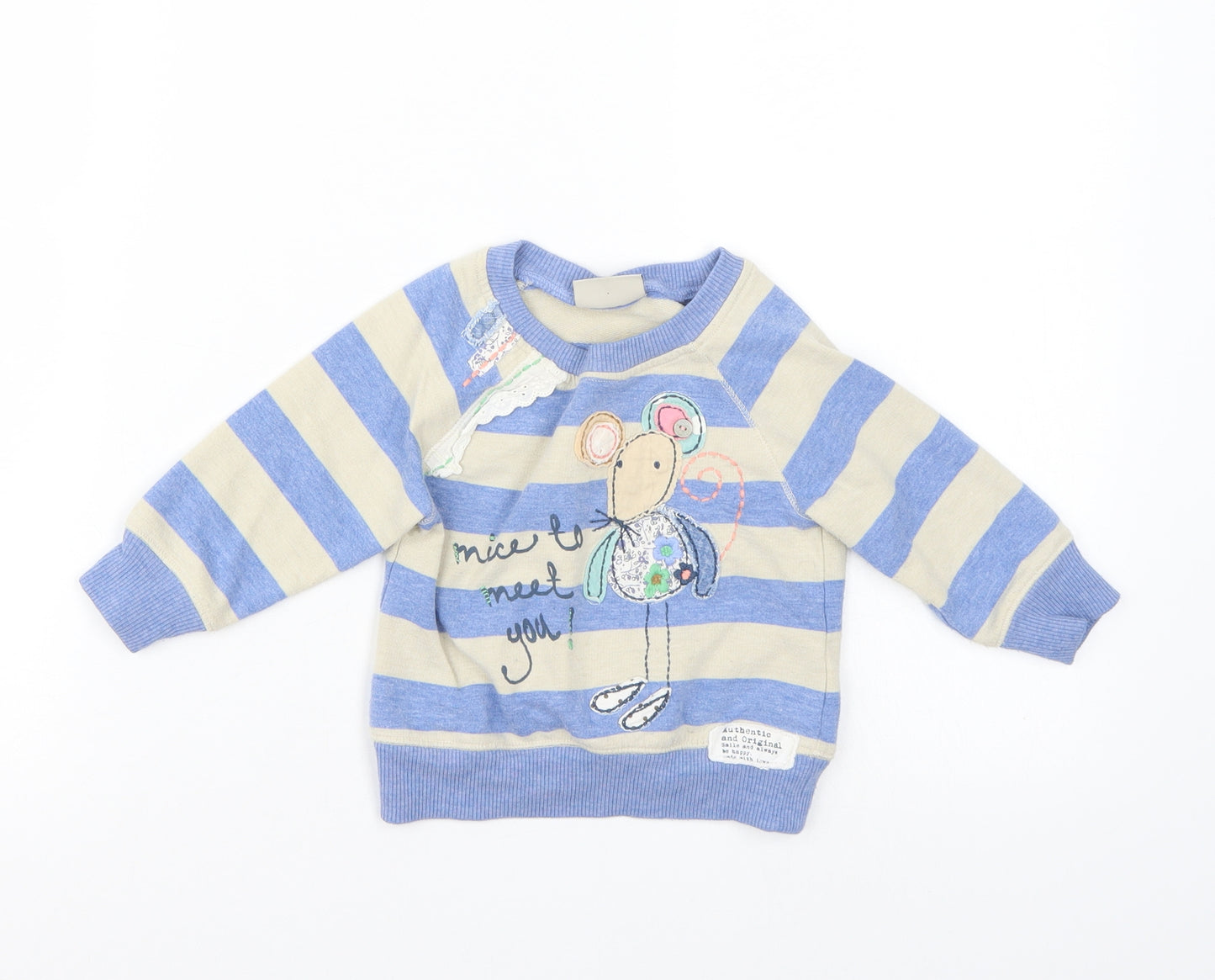 NEXT Girls Blue Striped  Pullover Jumper Size 9-12 Months