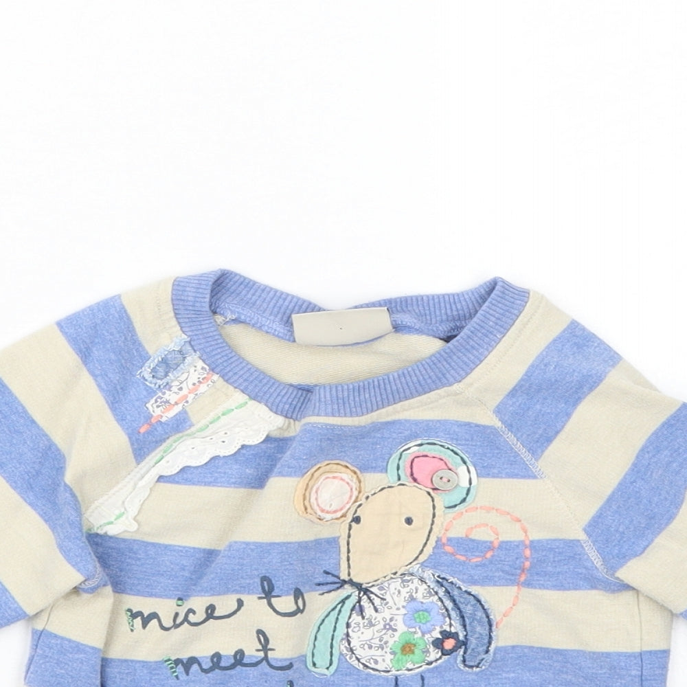 NEXT Girls Blue Striped  Pullover Jumper Size 9-12 Months