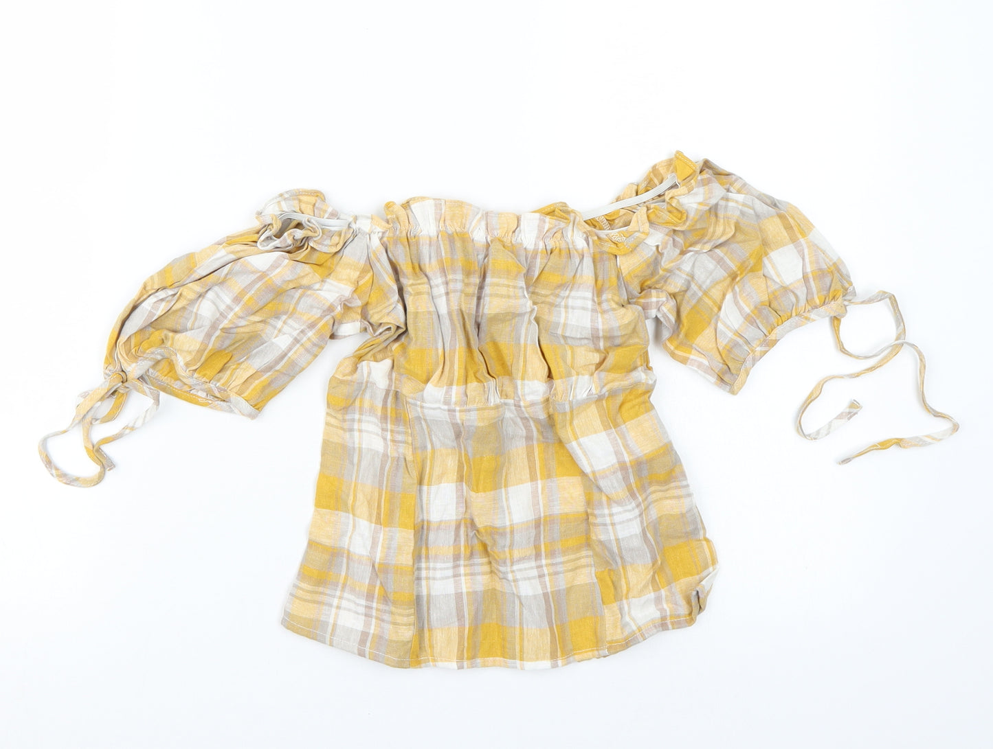 Newlook Womens Yellow Check  Basic Blouse Size 8