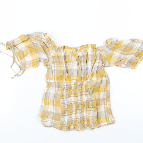 Newlook Womens Yellow Check  Basic Blouse Size 8