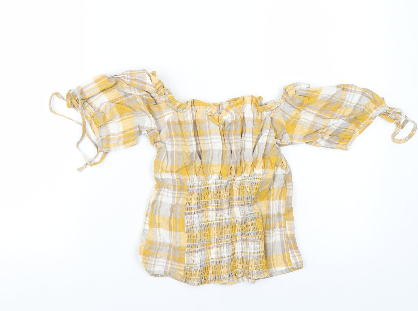 Newlook Womens Yellow Check  Basic Blouse Size 8