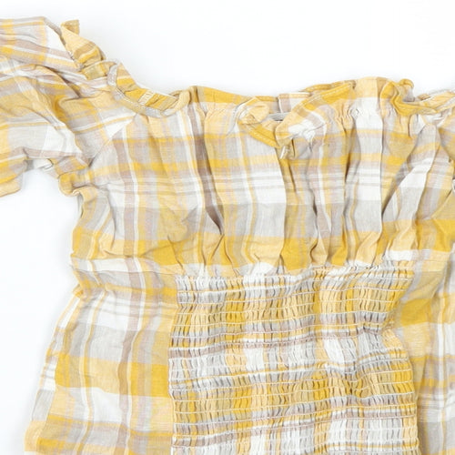 Newlook Womens Yellow Check  Basic Blouse Size 8
