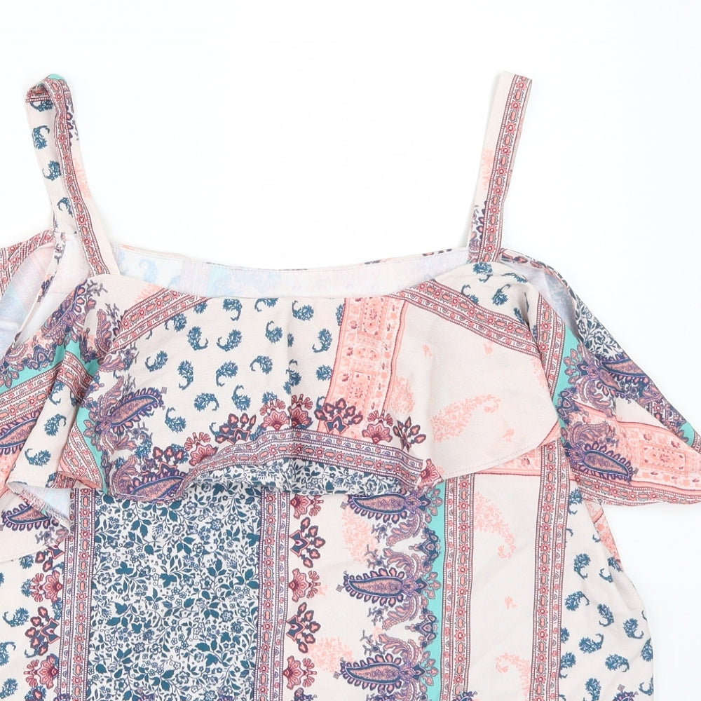 George Womens Pink Paisley  Basic Blouse Size 8