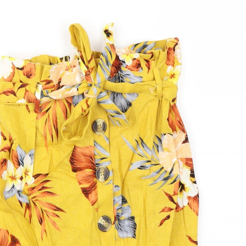 Newlook Womens Yellow Floral  A-Line Skirt Size 6
